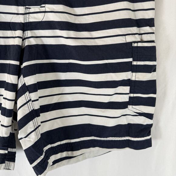 J Crew Board Shorts Men's 32 Red White Blue Striped Mesh Lined Pocket - Picture 2 of 6